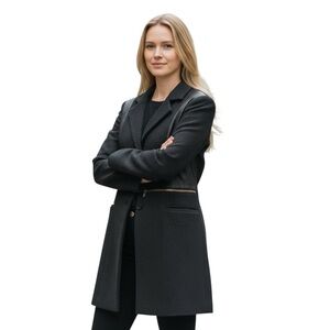 Yigal Azrouë Cut25 Coat Wool Blend Leather Unzip For Crop Womens Sz 4